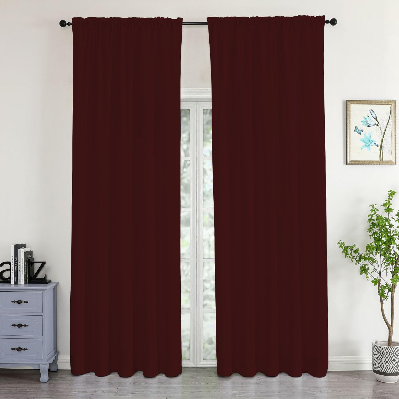 TEXPOT Vorhänge Rideau velours bordeaux 140x245 cm opaque
