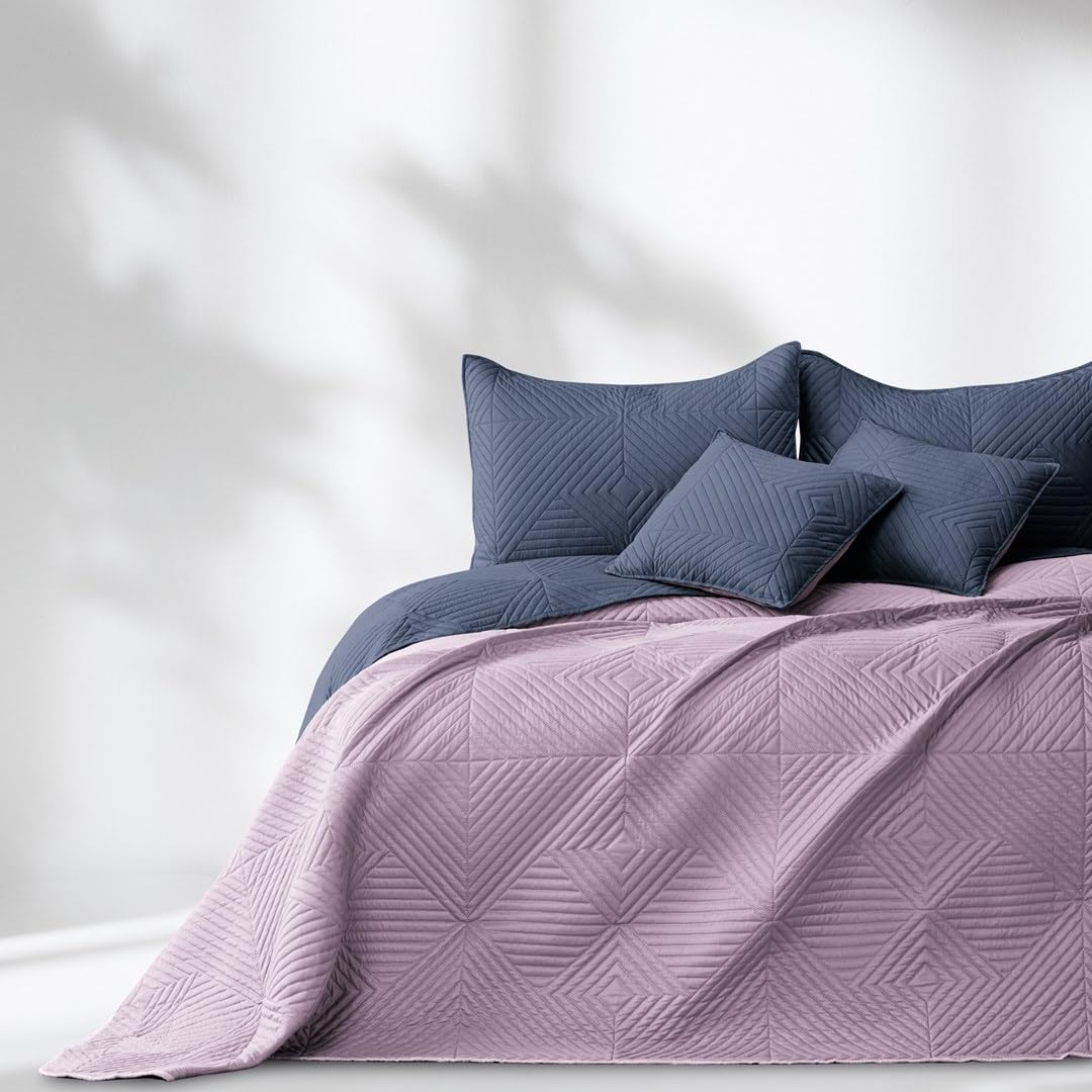TEXPOT Bettdecken jeté lit 240x260 cm anthracite lilas