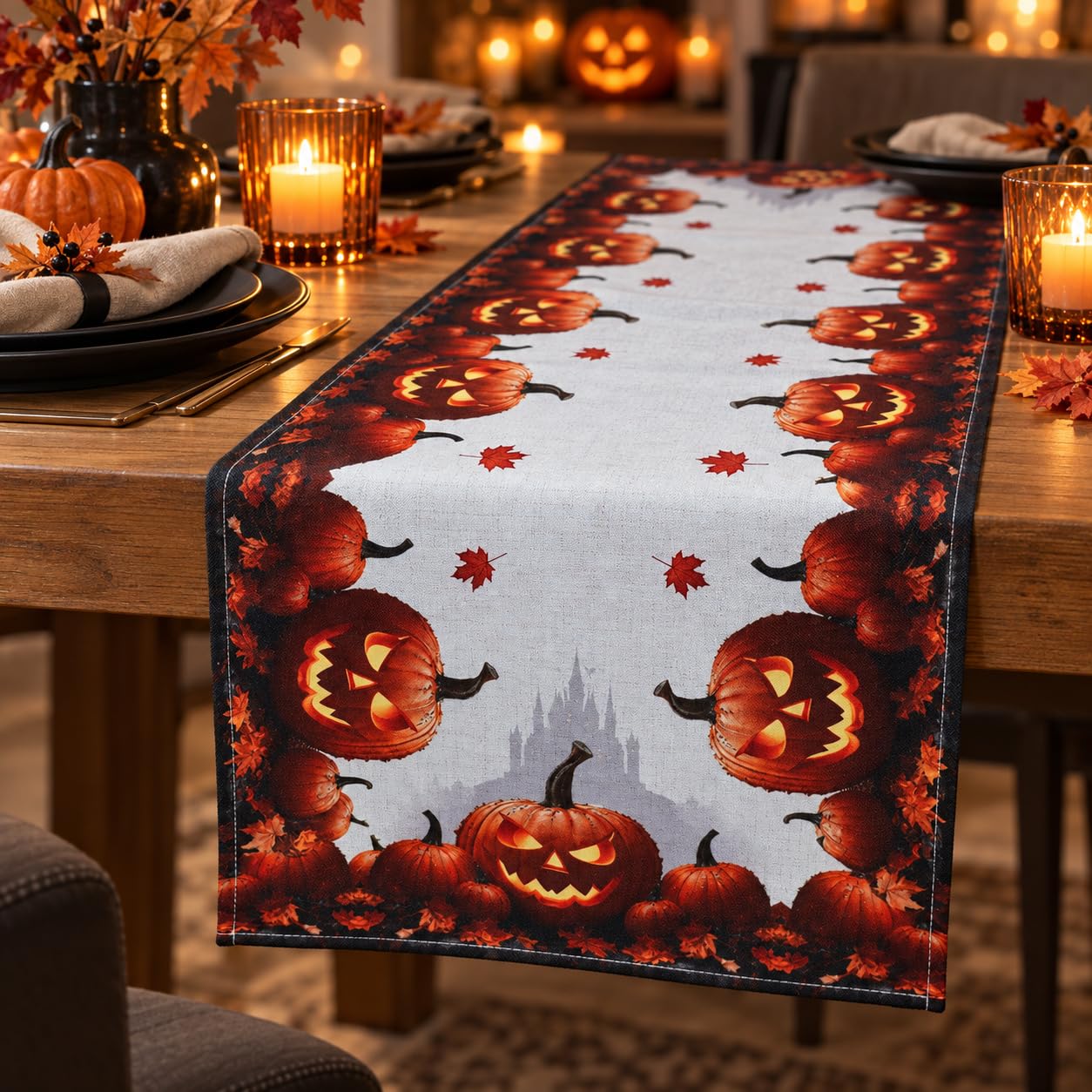 TEXPOT Tischdecken nappe Halloween 90x40 citrouille polyester
