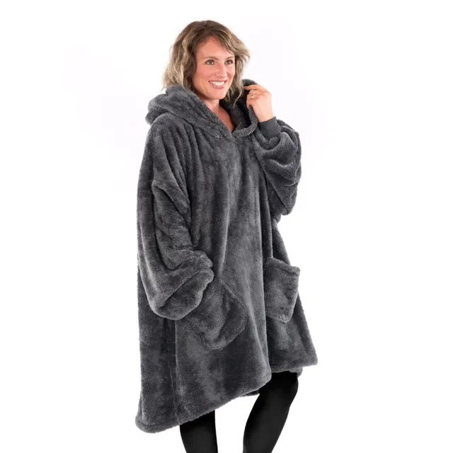 Snug Snug-Rug Hoodie Plaid sweat Gris Ardoise sherpa
