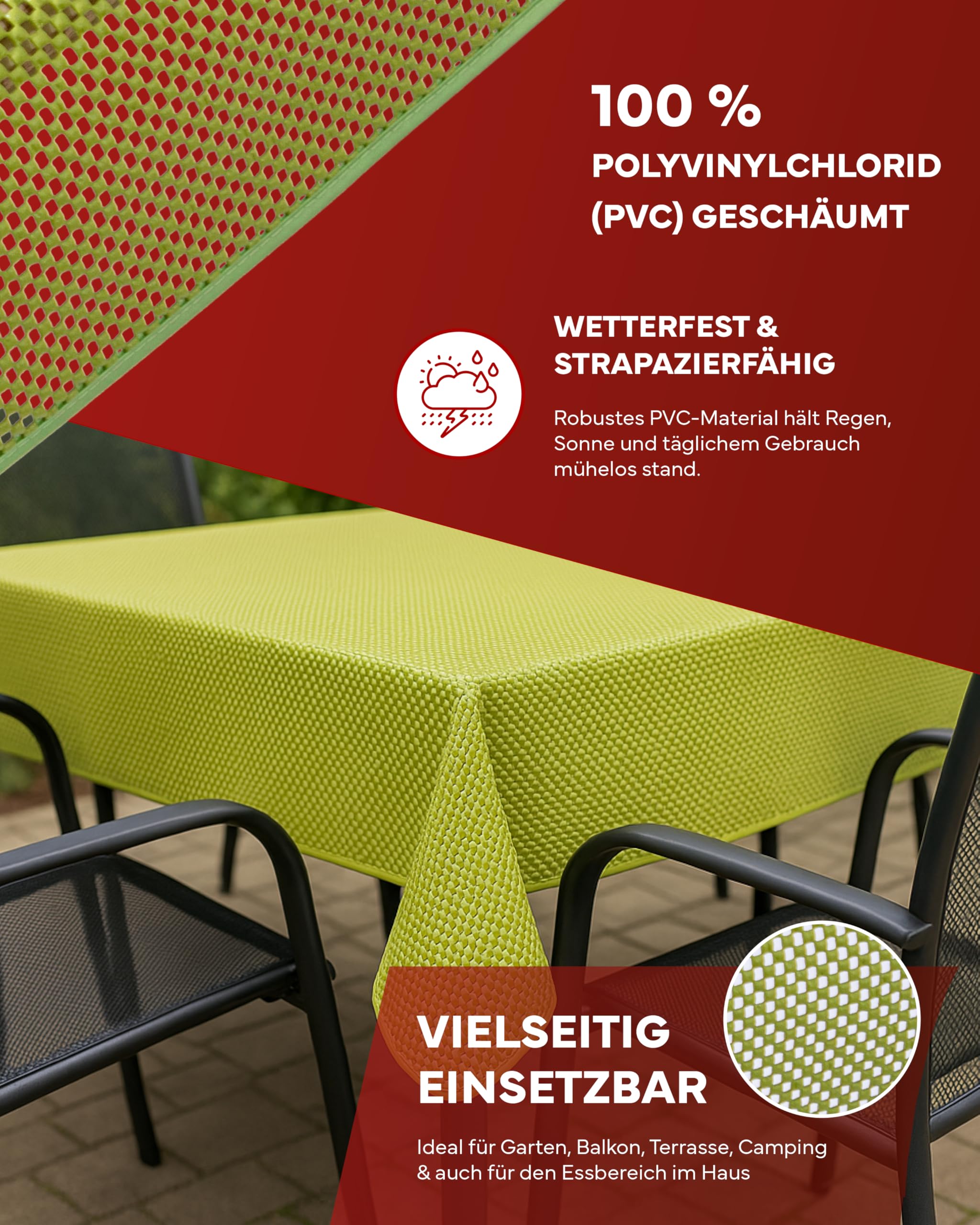 TEXPOT Gartentischdecken nappe jardin ronde 160 cm vert PVC