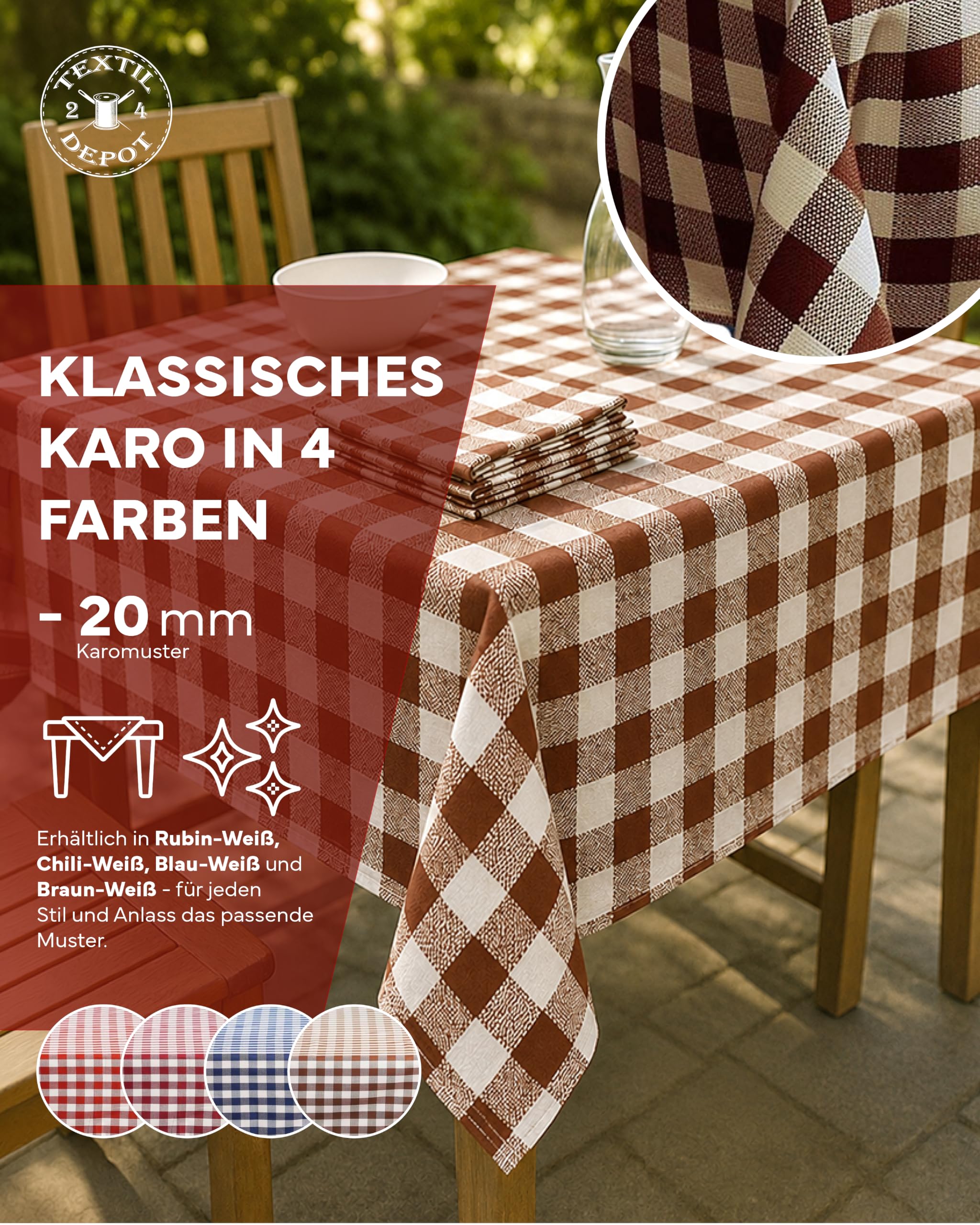 TEXPOT Serviettes 60x60 cm marron lot 6 coton