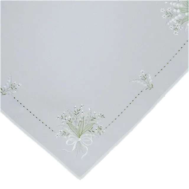 TEXPOT Tischdecken nappe 85x85 cm muguet brodé blanc