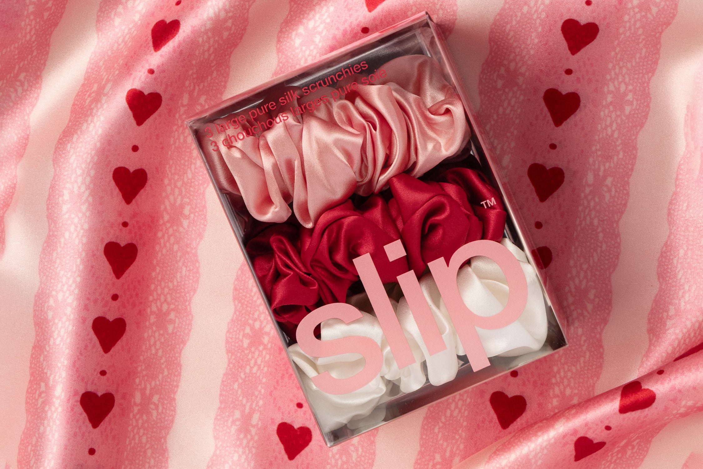 Slip Large Scrunchies Chouchou Soie Rosy Lot 3